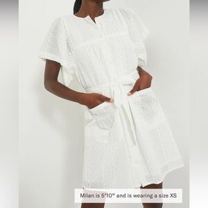 EMERSON FRY

White Embroidered Marion Button Dress
